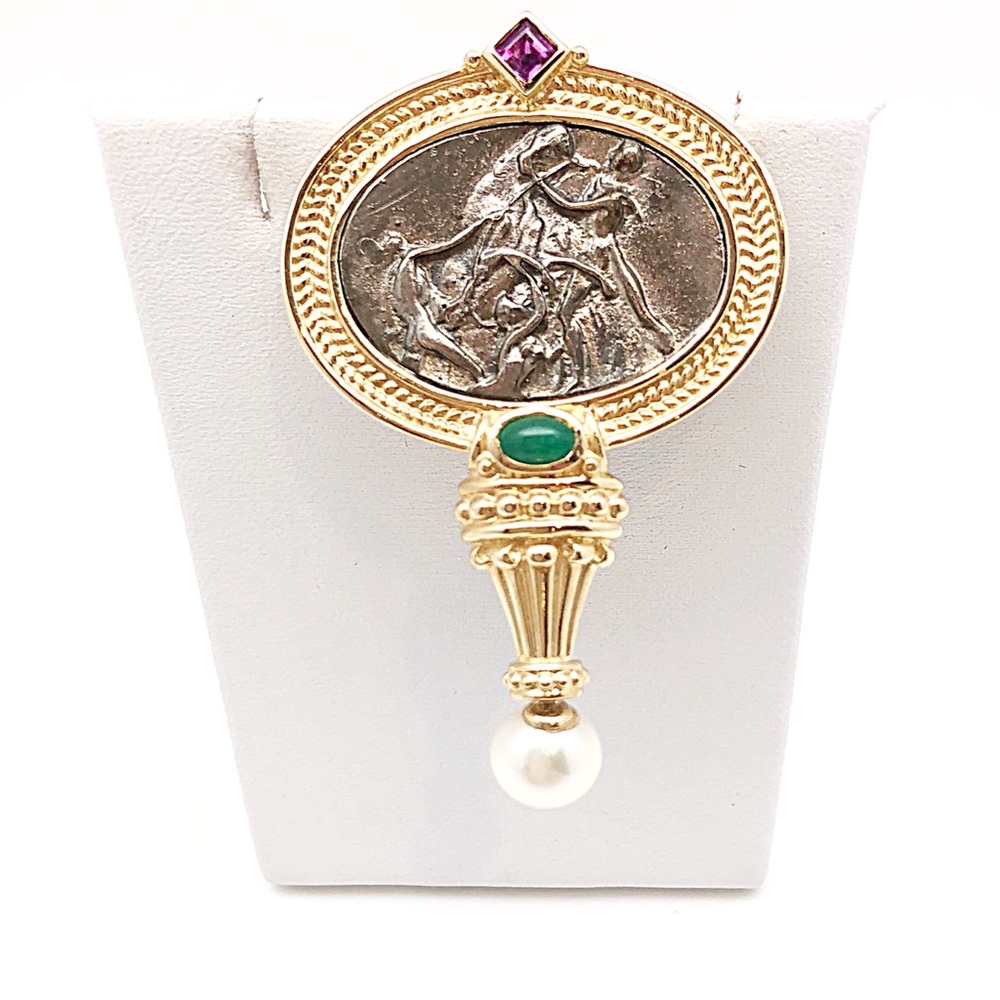 Bellari Coin Pearl Broach/Enhancer Gold/Sterling